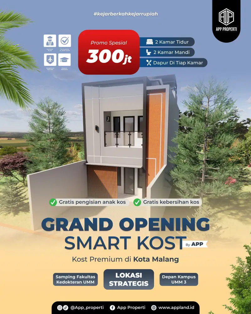 Rumah Kos Premium 2 Kamar Depan Kampus UMM