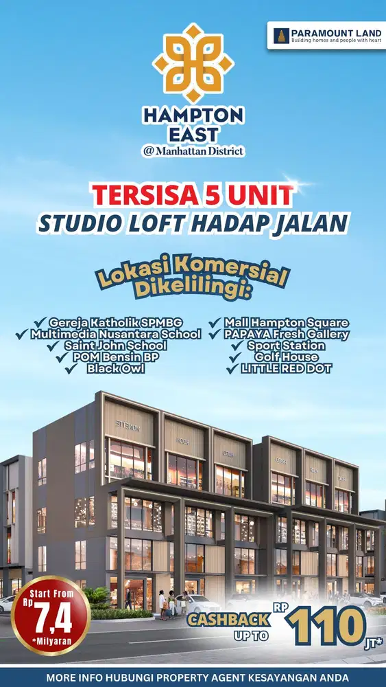 Studio Loft Hampton di Gading Serpong lokasi sedang ramai