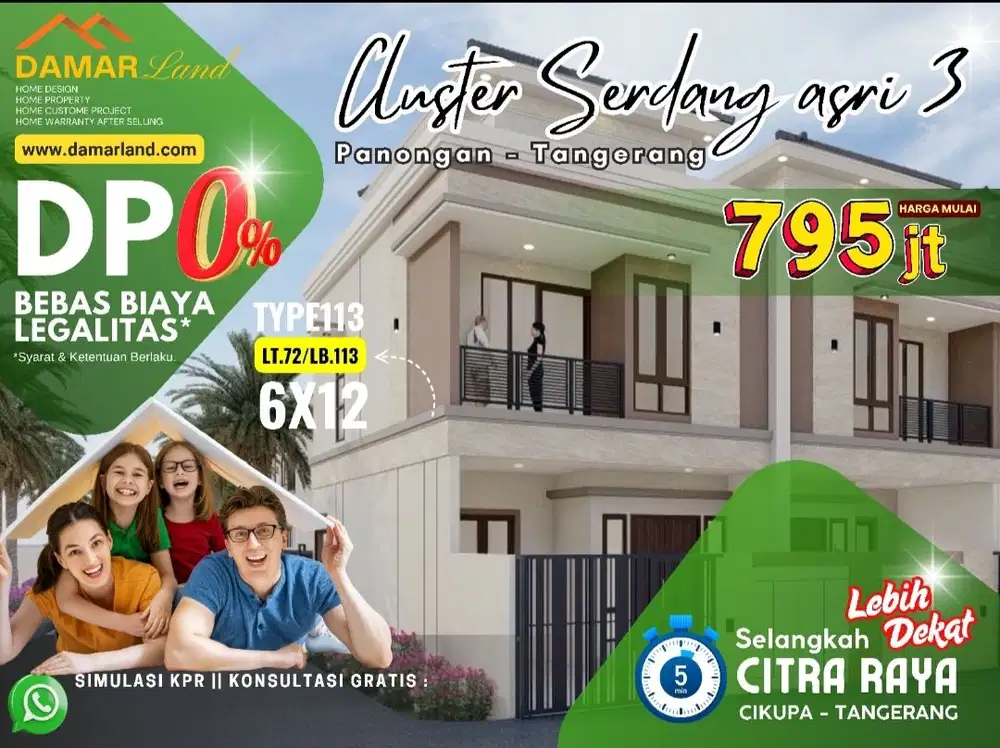Rumah 2 lantai murah di Serdang Asri CITRA RAYA Tangerang