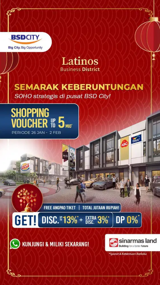 RUKO SOHO DI BSD, LATINOS, PROMO IMLEK