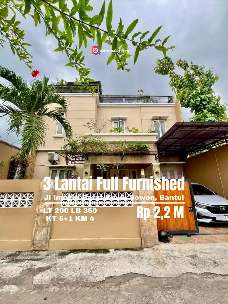 Rumah 3 Lantai Rooftop full Furnished jl Imogiri barat Ngoto