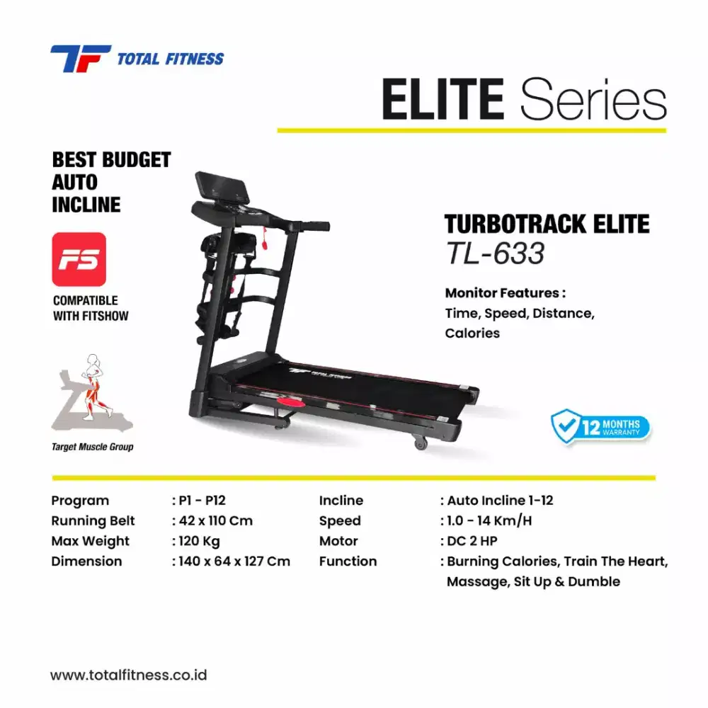 Alat fitnes treadmill elektrik TL 633 incline