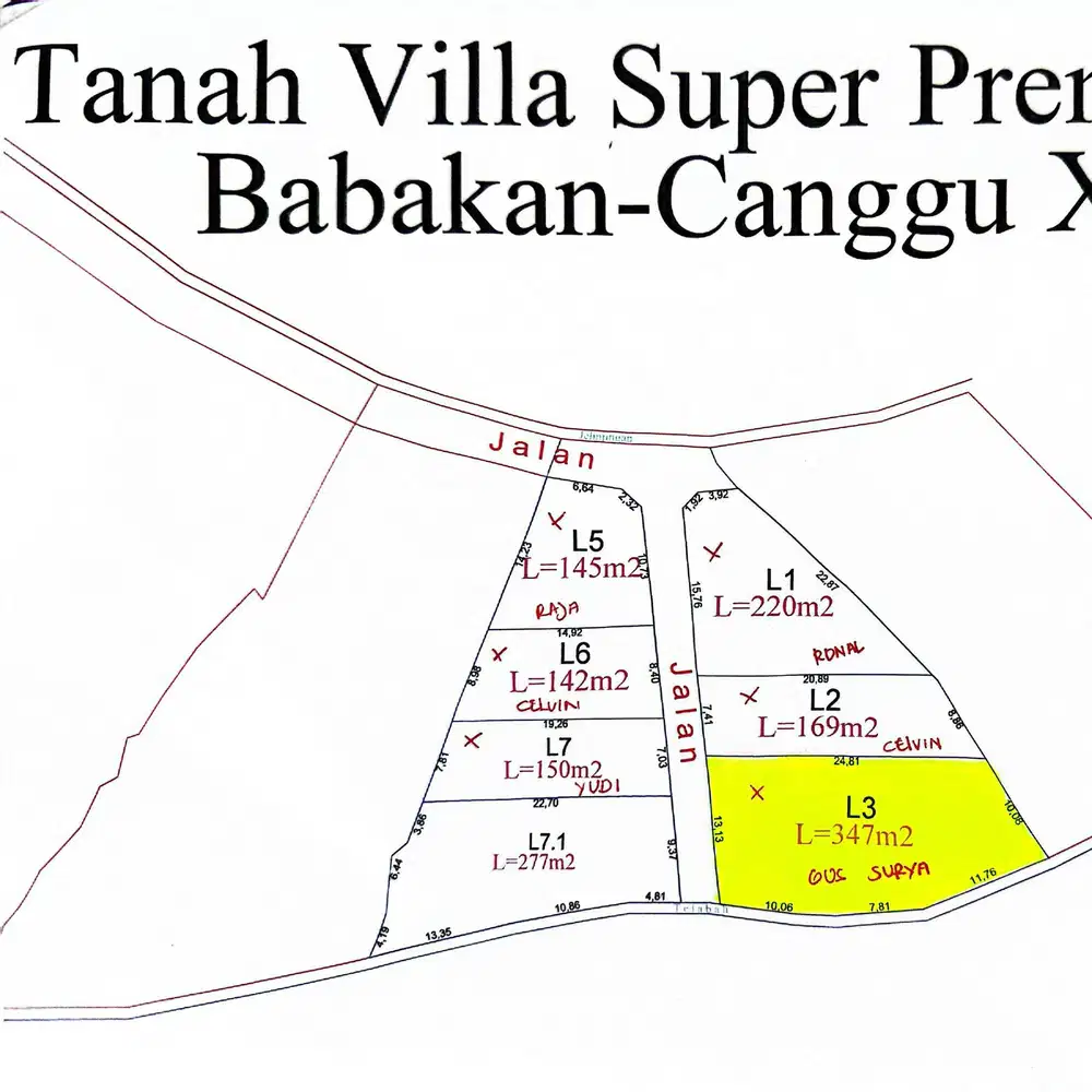 Dijual Tanah Kavling Villa Canggu Bali