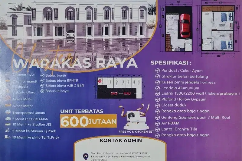 Dijual murah rumah baru di warakas raya jakut bs diangsir 5 th