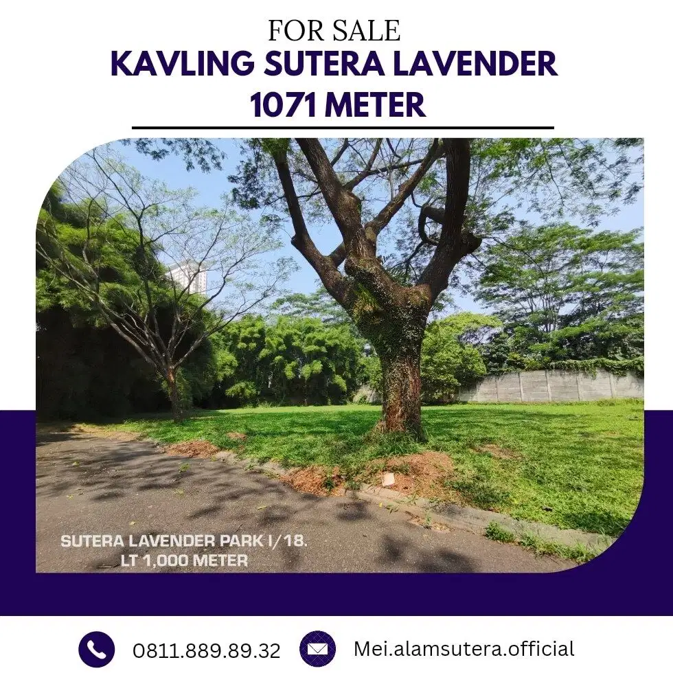 KAVLING SUPER MEWAH BSA CICIL MURAH DI SUTERA LAVENDER ALAM SUTERA