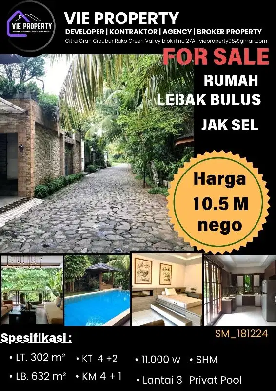 DIJUAL RUMAH  CANTIK DI LEBAK BULUS