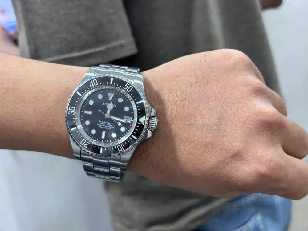Jam tangan Seiko Submariner Black Mod NH35 Fulldus Mulus