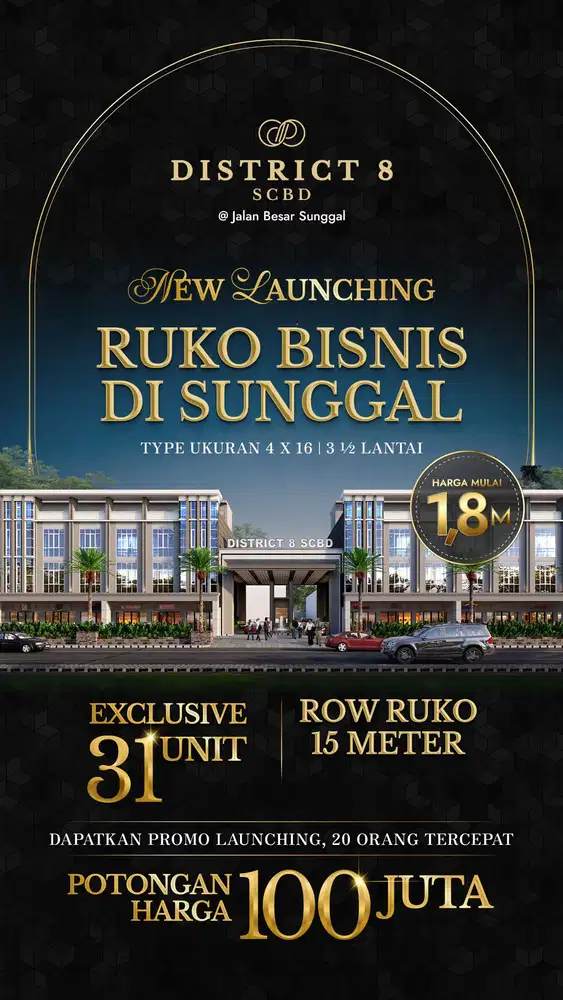 Ruko Baru Jalan Besar Sunggal Komplek District 8 SCBD Daerah Sunggal