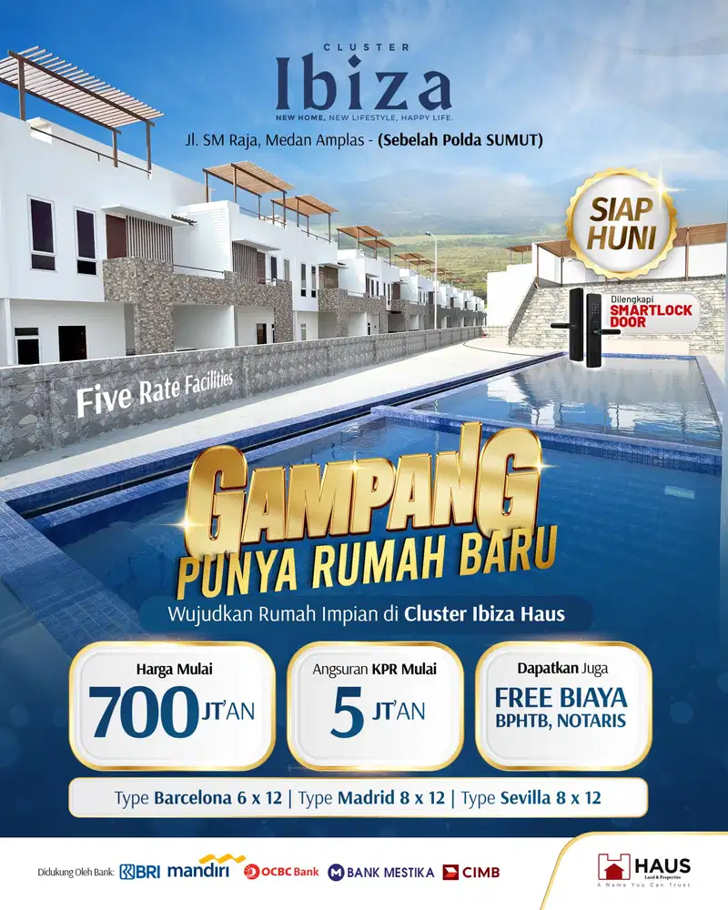 Villa Modern Jalan SM Raja Komplek Cluster Ibiza Tipe Barcelona