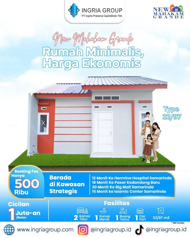 Rumah Subsidi Terlaris di Samarinda Harga 182 Jt Dekat dengan Big Mall