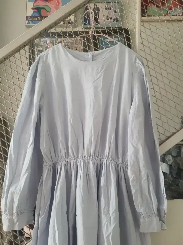 SHEER BLUE MIDIDRESS PUFFY