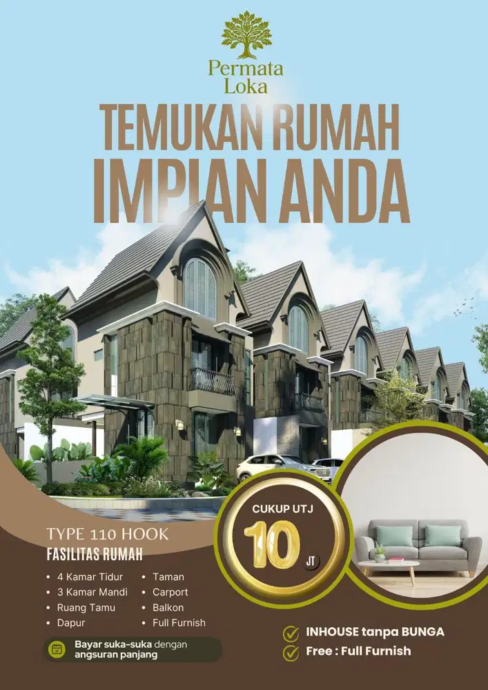 VILA PREMIUM 3 LT | KOTA WISATA BATU | FULLY FURNISHED