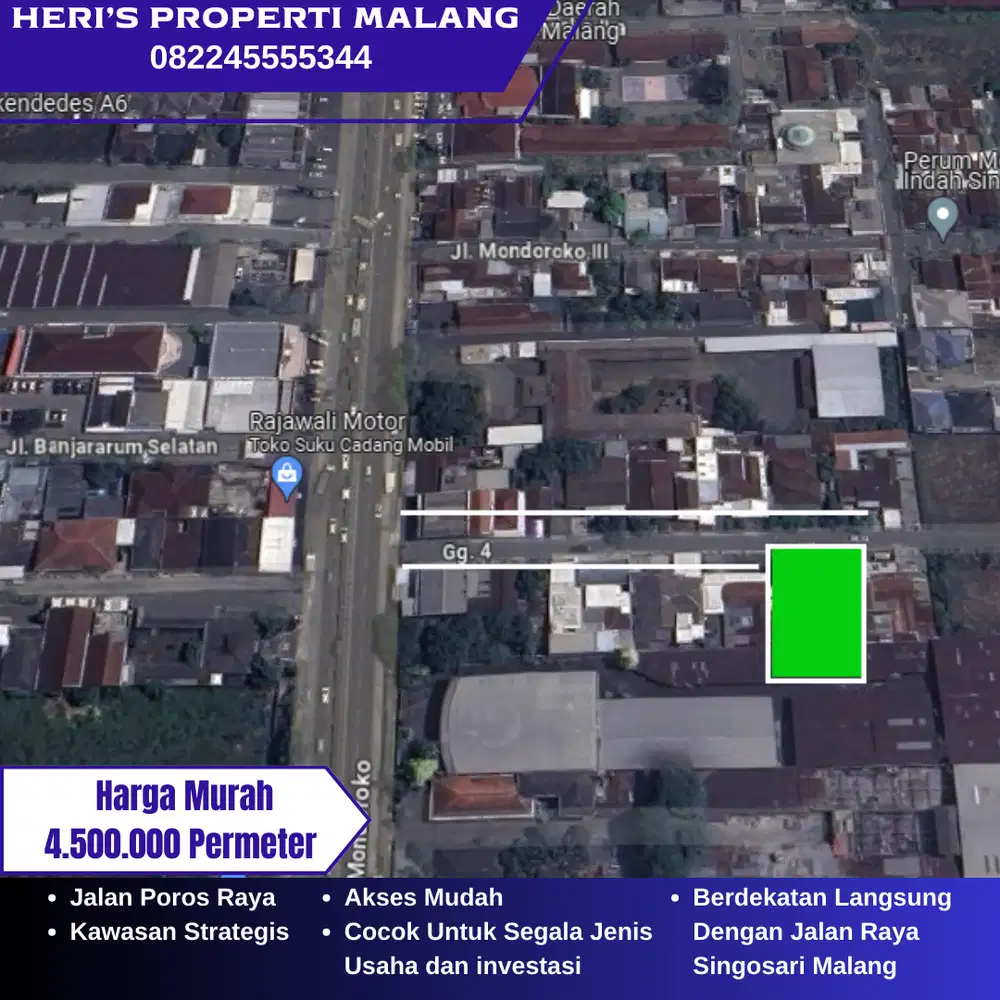 Di Jual tanah Murah Poros Singosari Malang