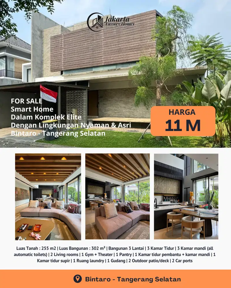 Dijual Rumah Smart Home Dalam Komplek Elite Bintaro Tangerang Selatan