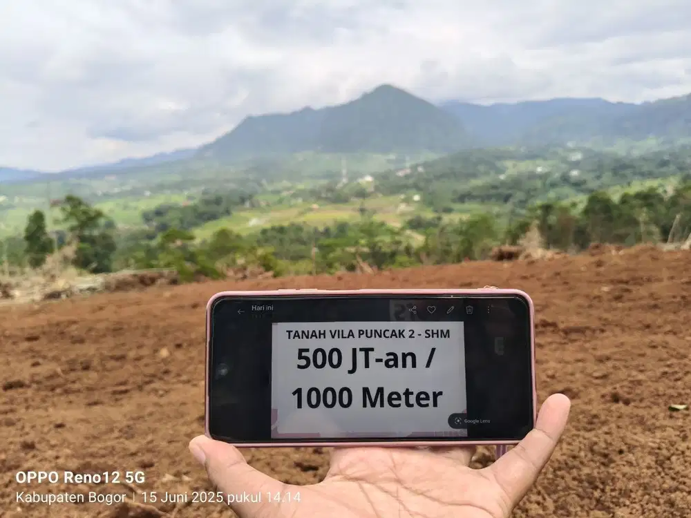 Tanah Vila Puncak dua Luas 1000 Meter SHM Cocok Untuk Villa dan kebun