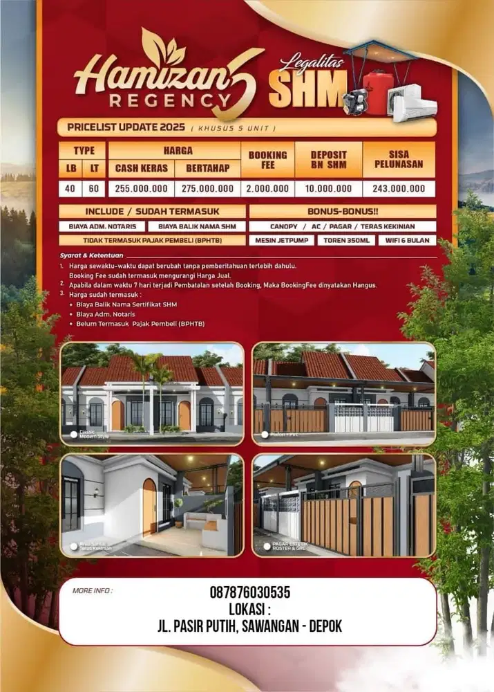 RUMAH CLUSTER TERMURAH DI SAWANGAN DEPOK