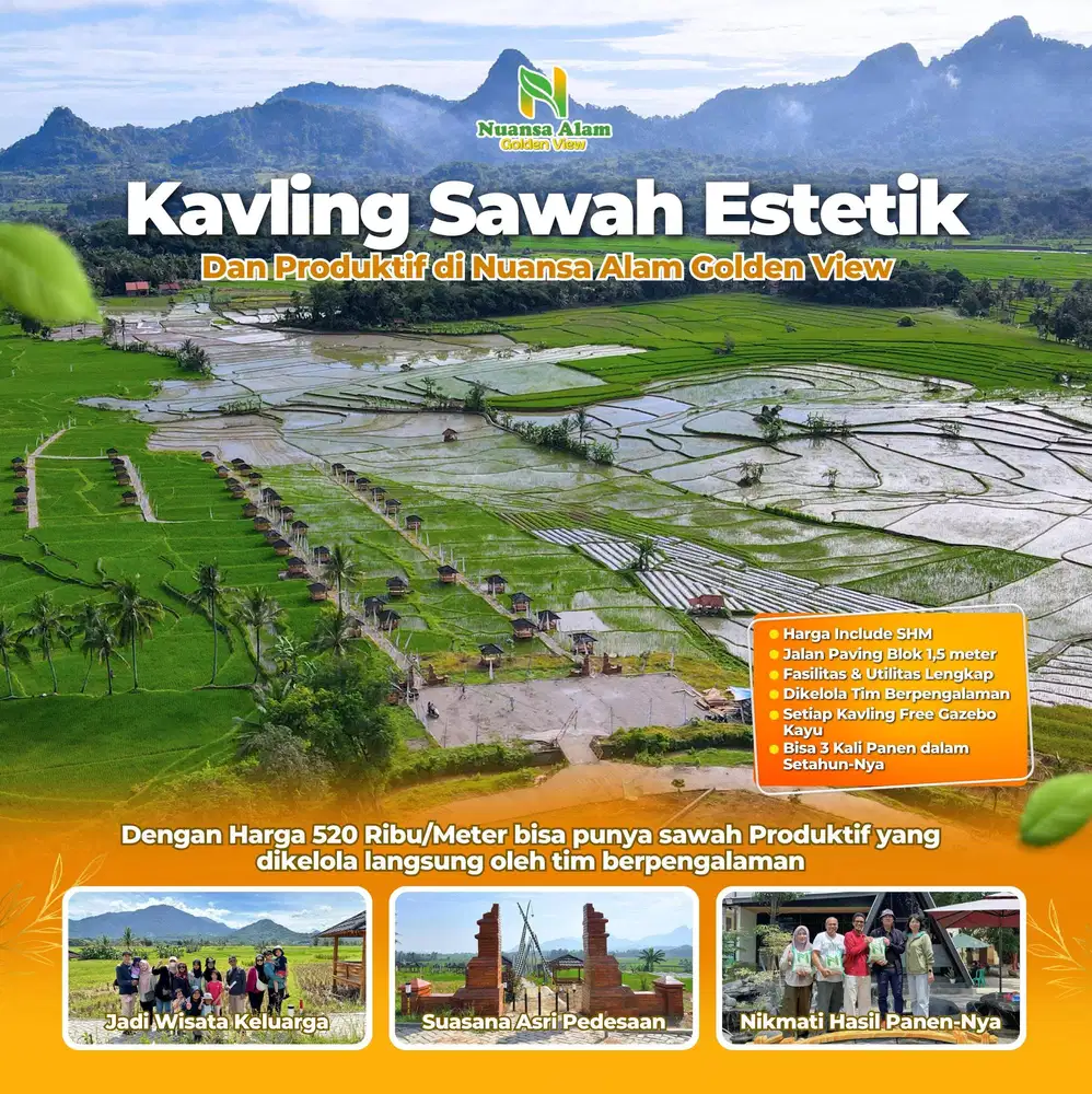 Tanah Kavling Sawah 500 Ribuan Per Meter Bonus Gazebo Kayu