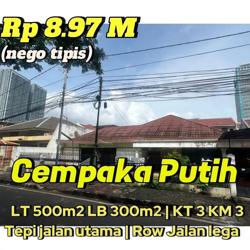 Dijual Murah Rumah Tepi Jalan Hitung Tanah di Cempaka Putih Jakpus
