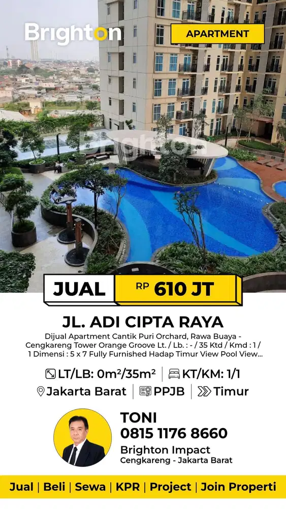 Dijual Apaetment Puri Orchard Cengkareng Jakkarta Barat