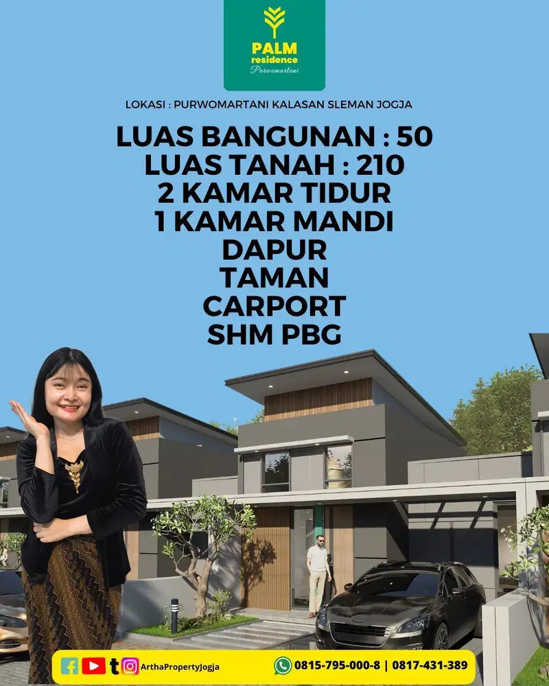 RUMAH DIJUAL CEPAT TANAH LUAS PALM RESIDENCE PURWOMARTANI KALASAN
