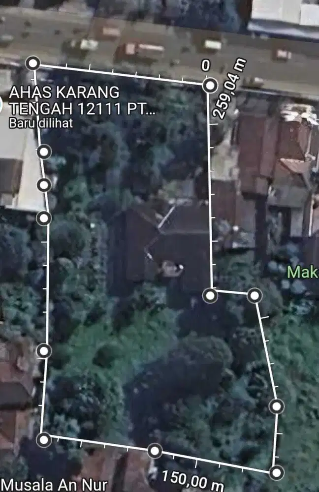 DIJUAL Tanah LUAS 3.300m DI JALAN UTAMA KARANG TENGAH CIBADAK