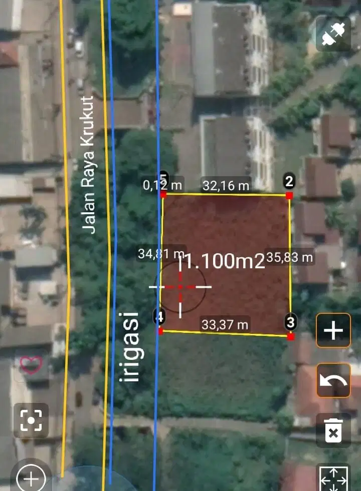 Tanah kotak pinggir jalan raya Krukut, depok