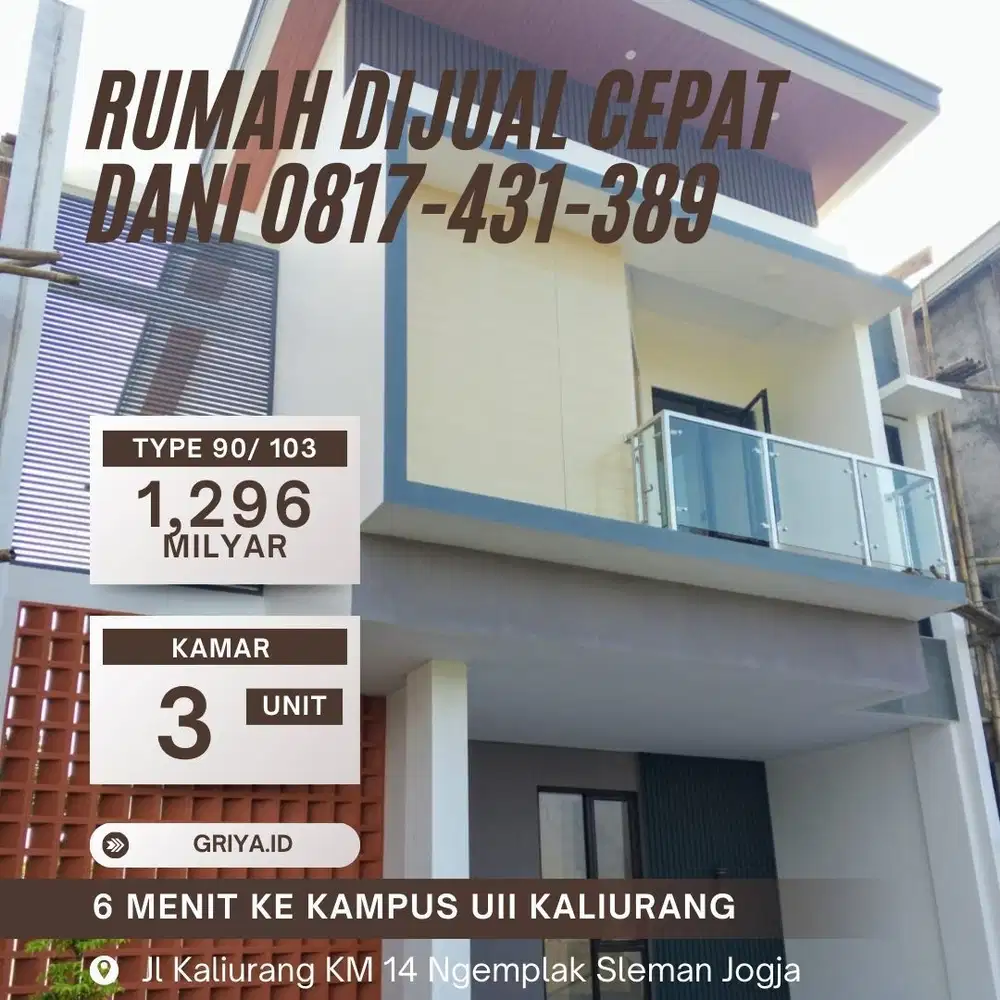 DIJUAL CEPAT RUMAH SIAP HUNI DEKAT KAMPUS UII KALIURANG NGAGLIK JOGJA