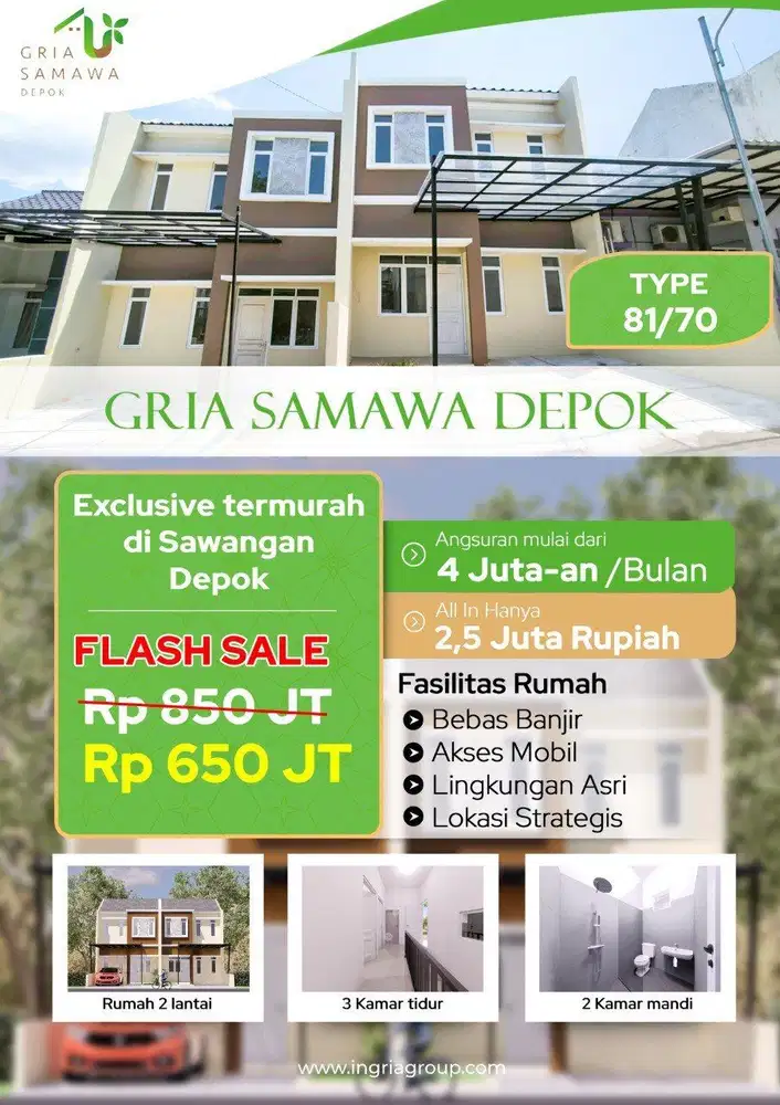 Rumah 2 Lantai Harga 650 Juta Lokasi Dekat sekali Dengan Tol Pamulang