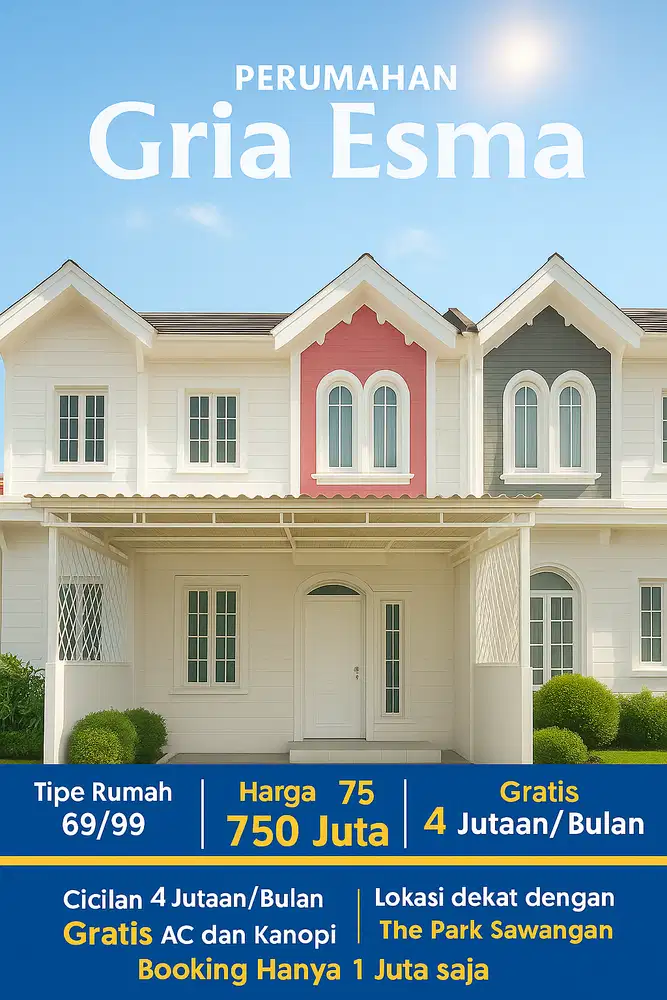 Rumah 2 Lantai Cukup Dengan 1 Juta Saja lokasi dekat The Park Sawangan