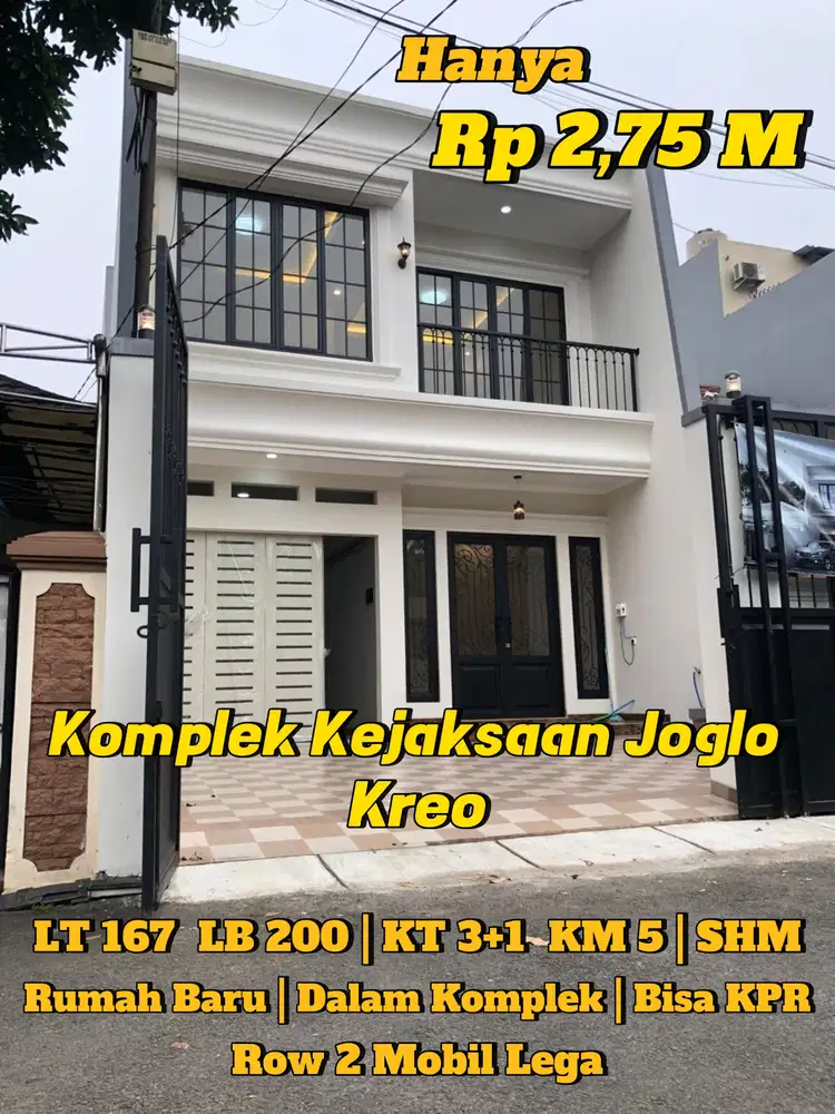 DIJUAL RUMAH BARU AMERICAN CLASSIC KOMPLEK KEJAKSAAN JOGLO KREO