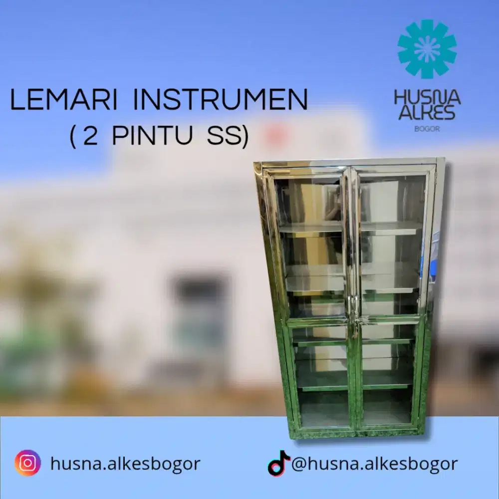 Lemari Instrumen 2 Pintu Steanless Kaca
