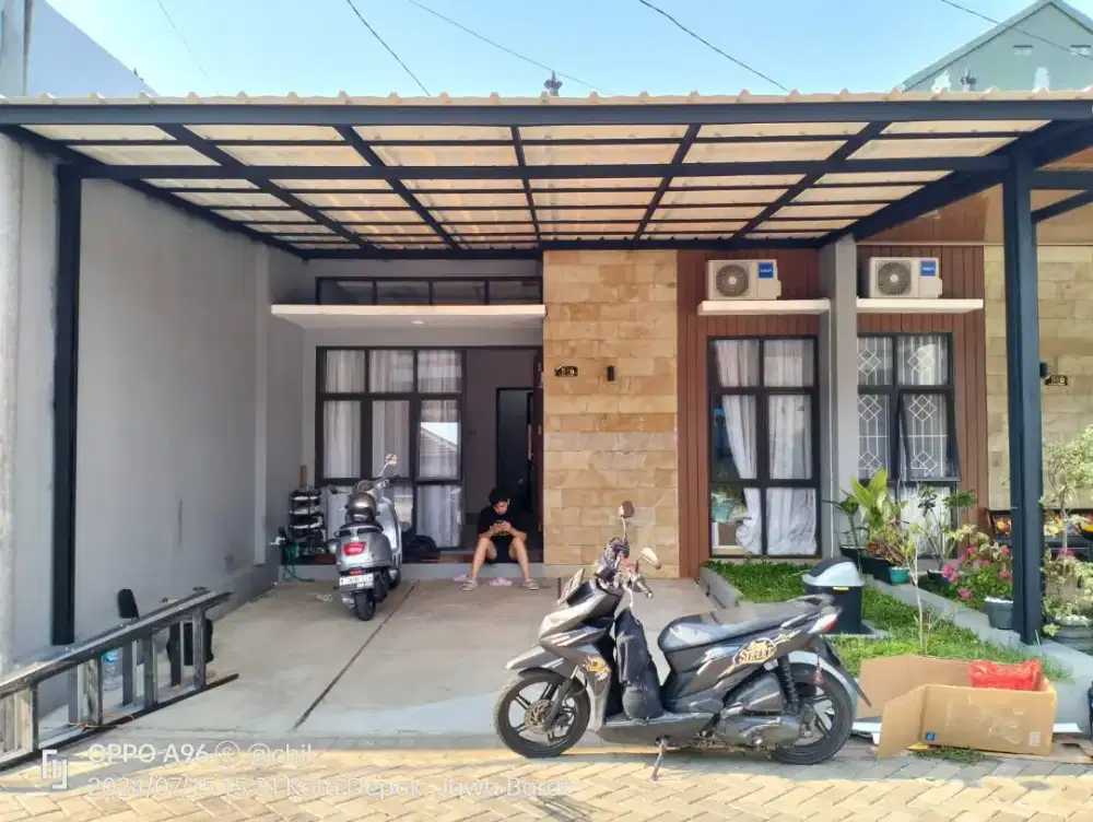 Kanopi atap alderon singel cet rangka terpasang