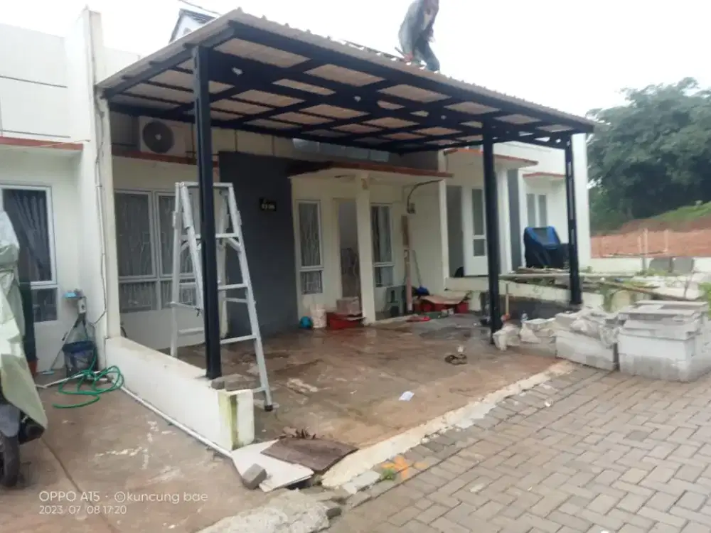 Kanopi atap alderon singel cet rangka terpasang