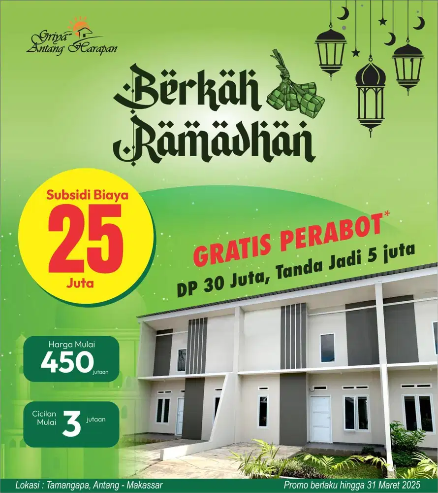 Berkah Promo Ramadhan DP 30 ,cukup tanda jadi 5 juta Gratis Prabot