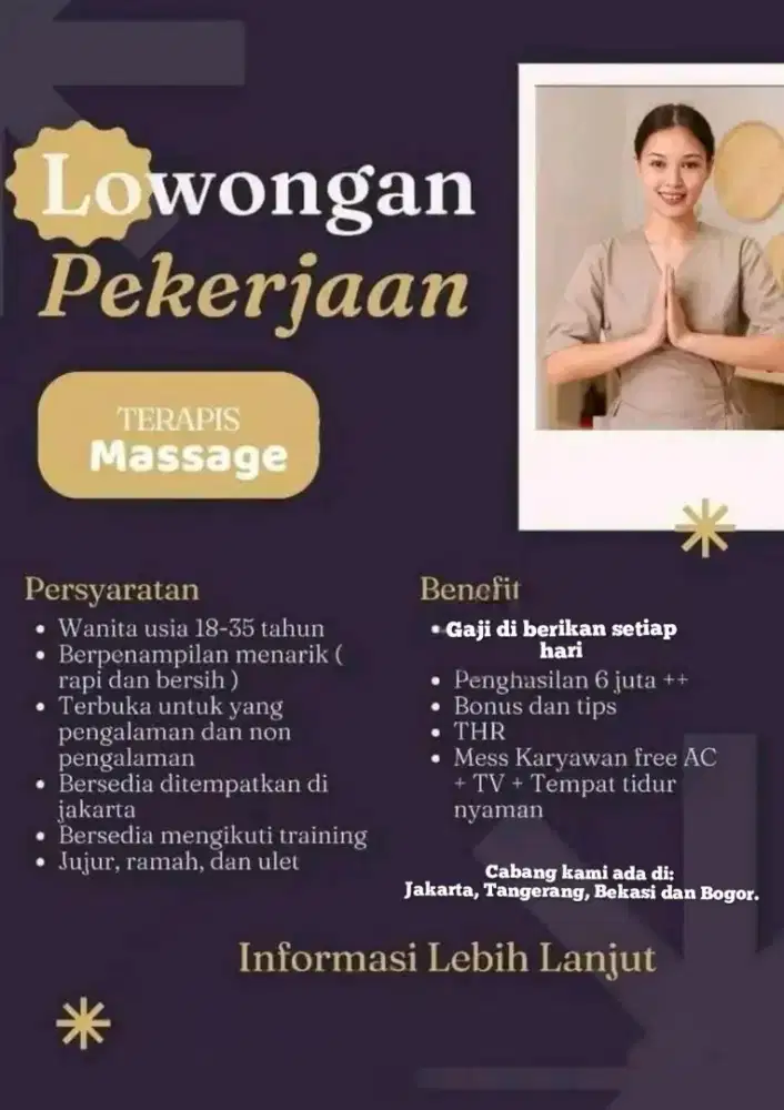 Lowongan Therapist Wanita
