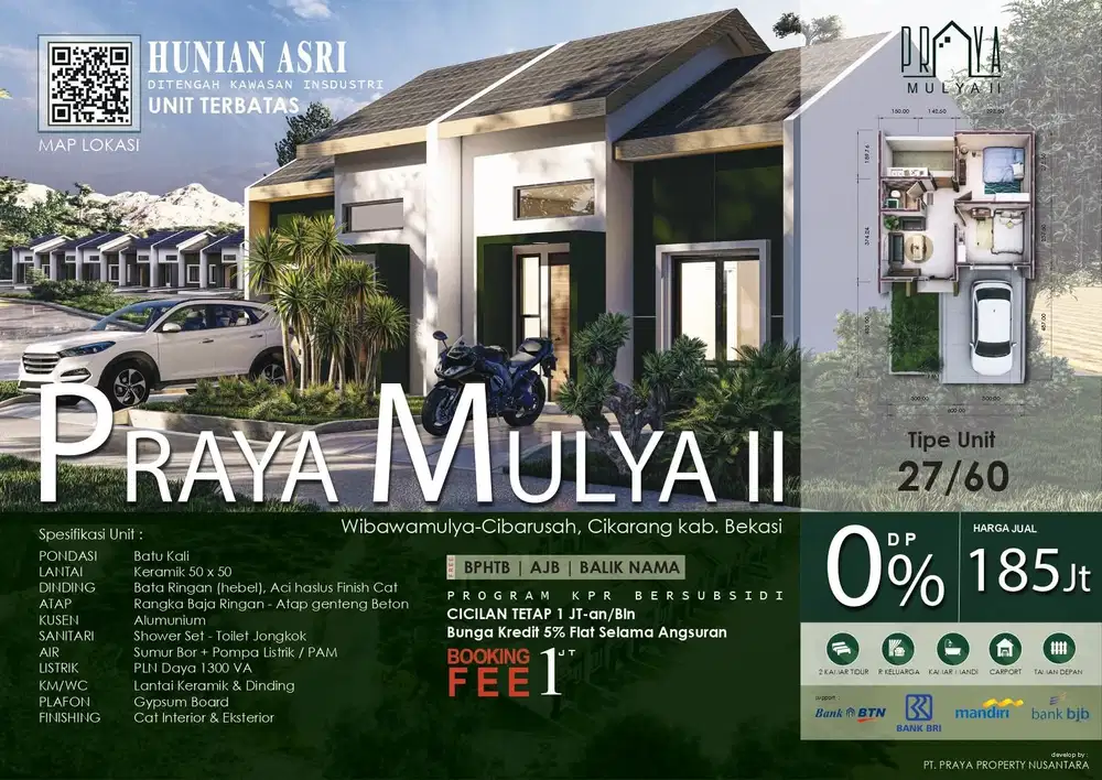 PROMO DP NOL CUKUP BOOKING SATU JUTA SAJA  ANGSURAN FLATT SATU JUTAAN