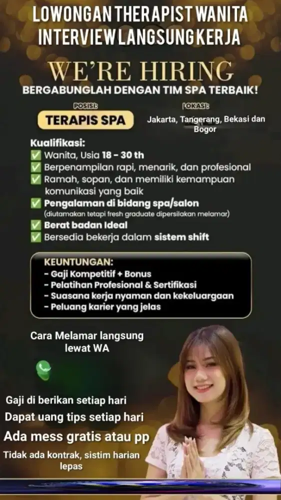 Lowongan Therapist wanita