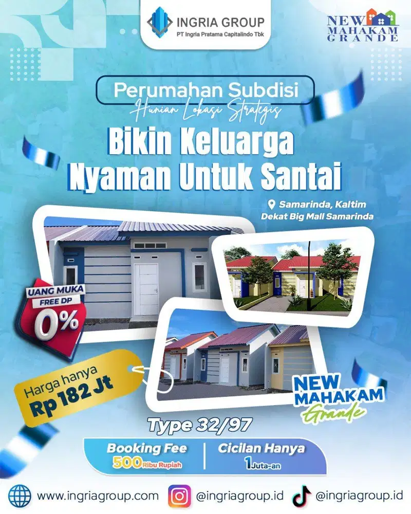 Rumah Subsidi Booking 500rb dekat dengan Rumah Sakit Hermina Samarinda