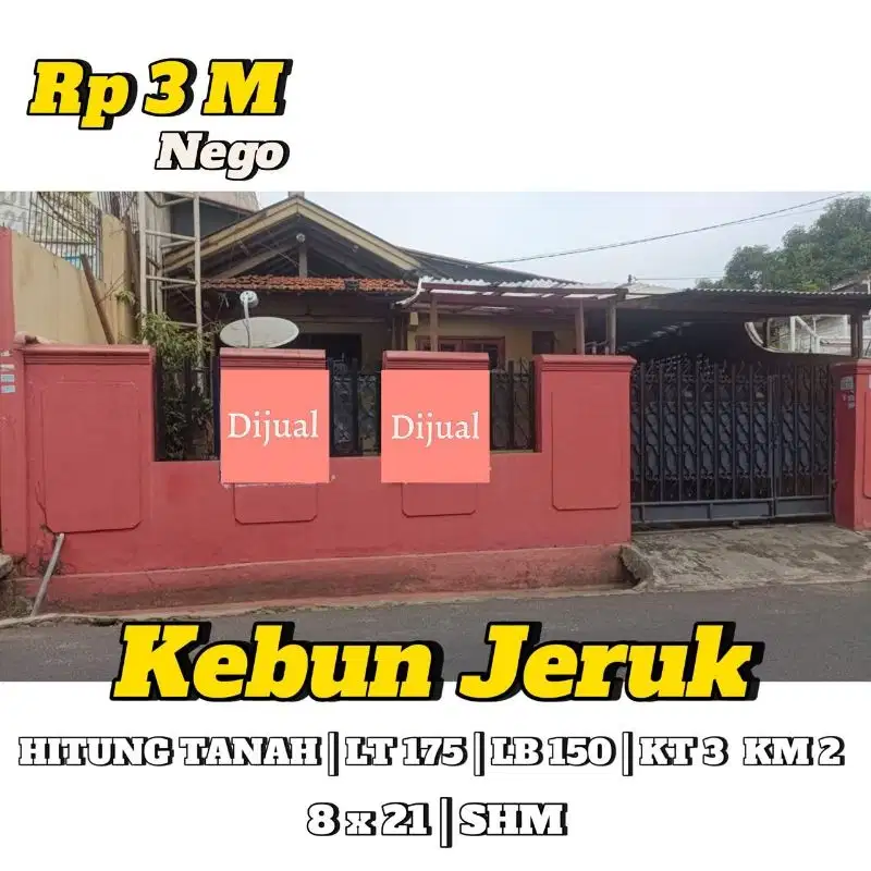 DIJUAL MURAH RUMAH TEPI JALAN STRATEGIS KEBON JERUK JAKARTA BARAT