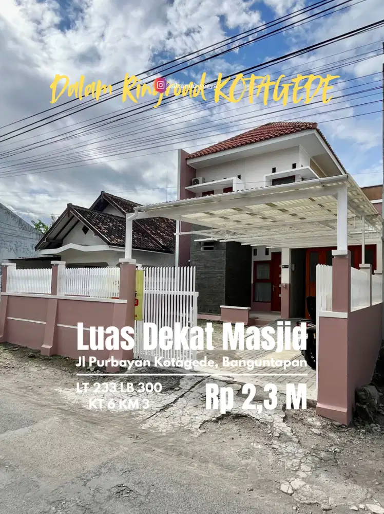 Rumah luas depan masjid dekat pasar kotagede