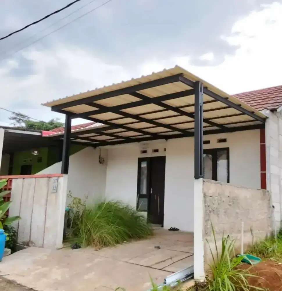 Kanopi alderon singel cet rangka terpasang