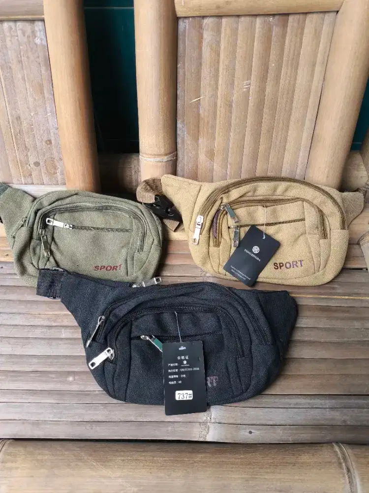 Tas Selempang Waistbag Kanvas Tebal Impor