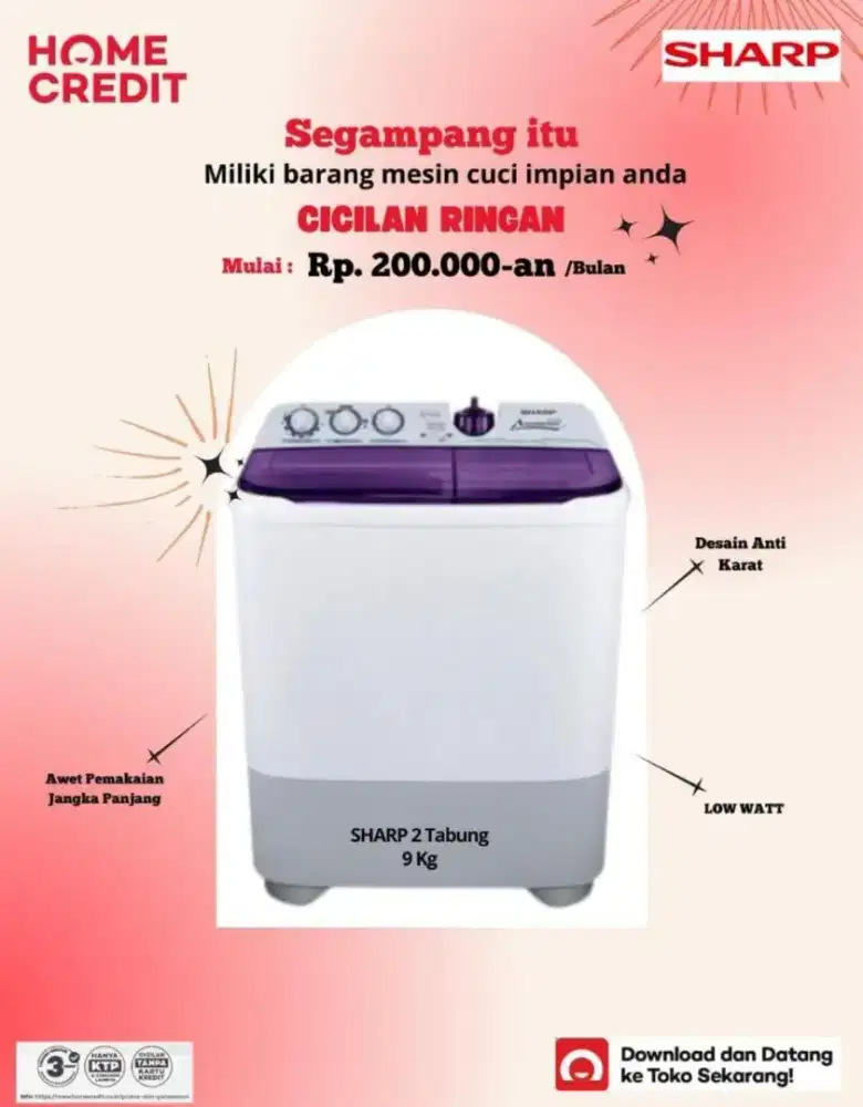 KREDIT MESIN CUCI SHARP DENGAN MUDAH MENGGUNAKAN HOMECREDIT