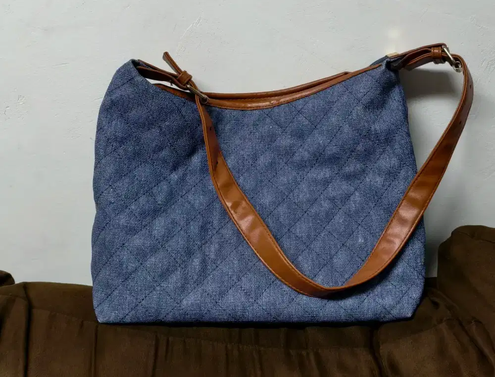 Preloved original imitation denim series Miniso shoulder bag tas bahu