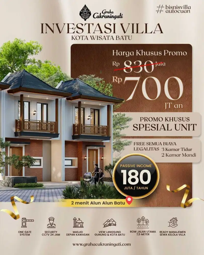 Villa kota batu dijual di pusat kota