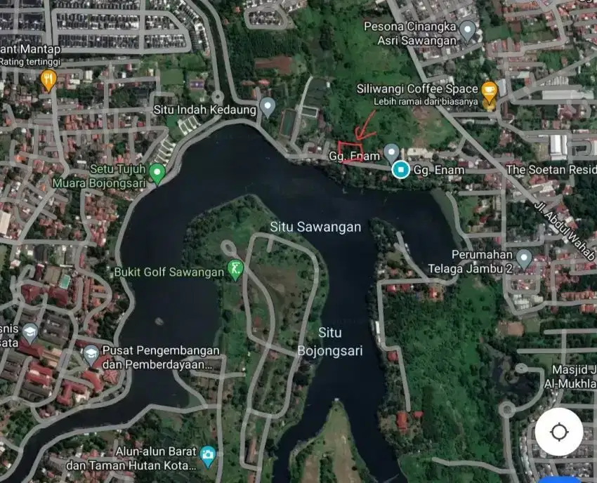Dijual Rumah dengan halaman Luas. View Danau Sawangan. Harga NJOP
