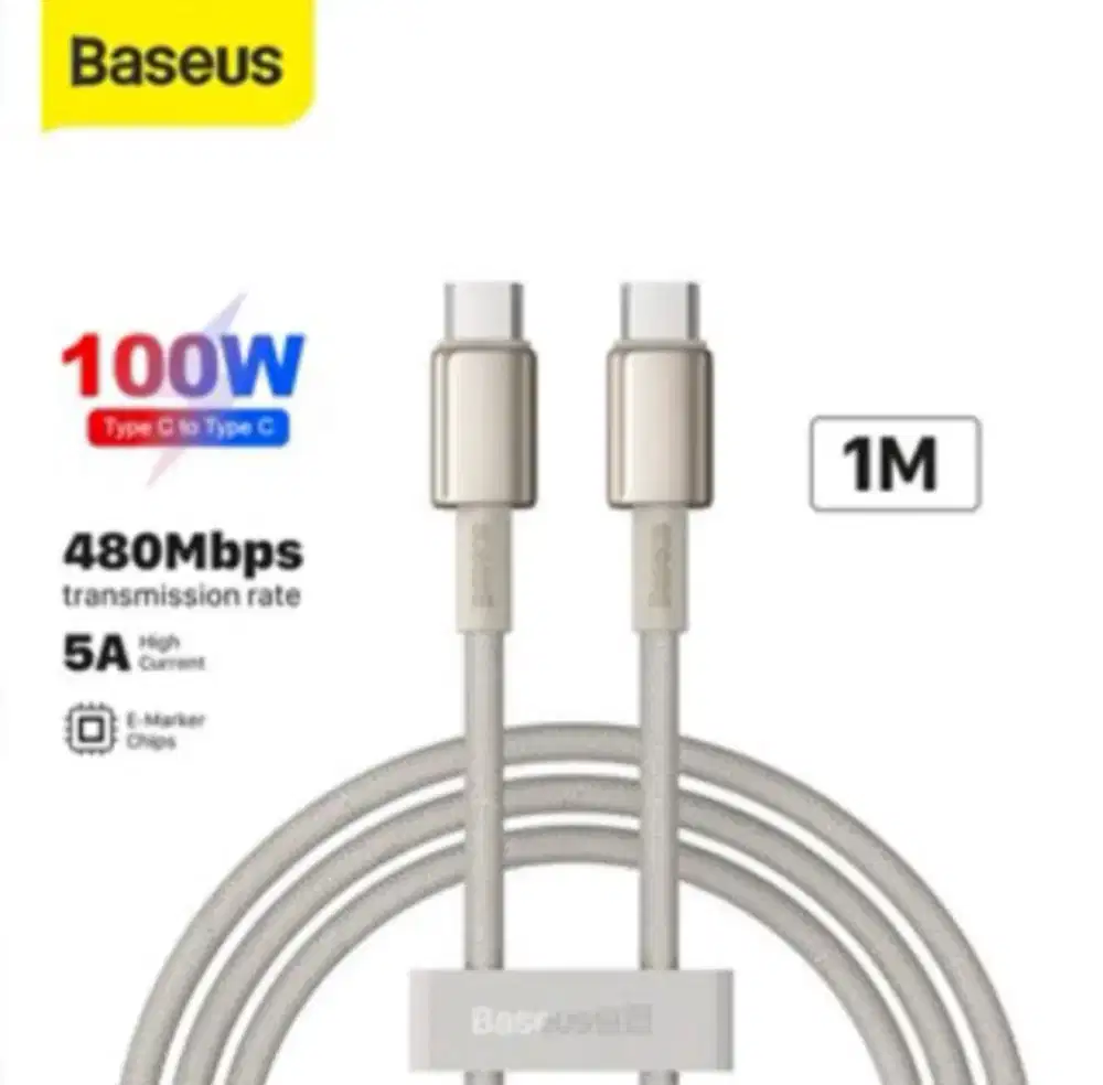 Baseus Tungsten Upto 100W Type C to C PD 5A QC 4.0 Emas 1m Ori
