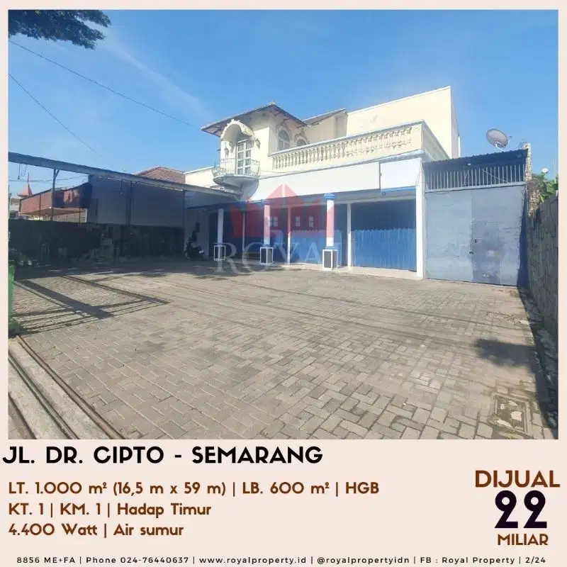 dijual tempat usaha di jl dr cipto.parkiran besar.