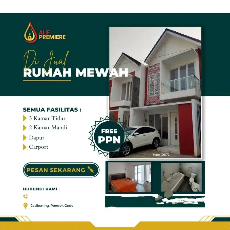 Dijual Rumah Milenial lokasi Strategis dari Tol & LRT Cikunir 1