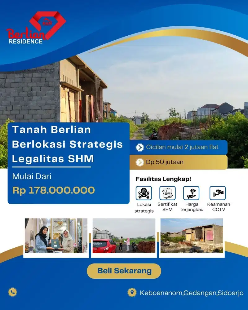 LAHAN SIAP BANGUN DI SIDOARJO SUDAH SHM CICILAN RINGAN